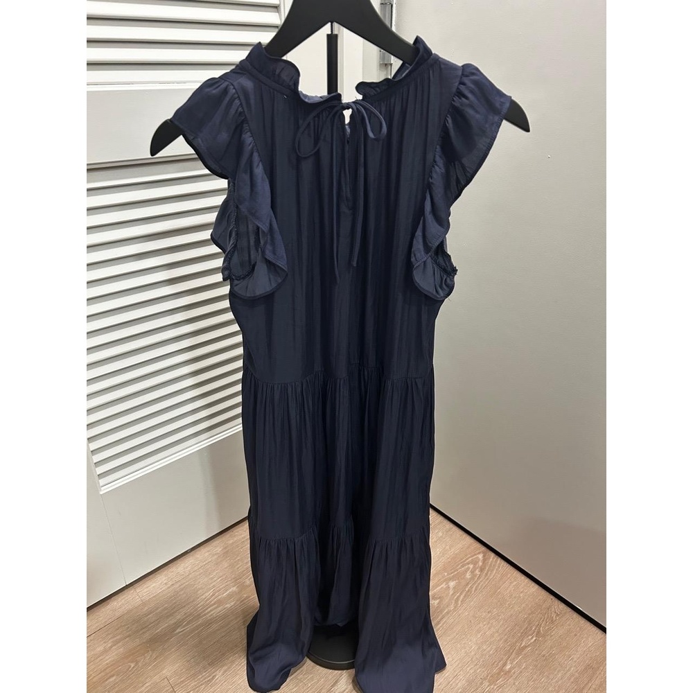 Yakira Bella Womens XS Navy Ruffled Tiered Sleeveless Dress Flowy Boho - Picture 4 of 6
